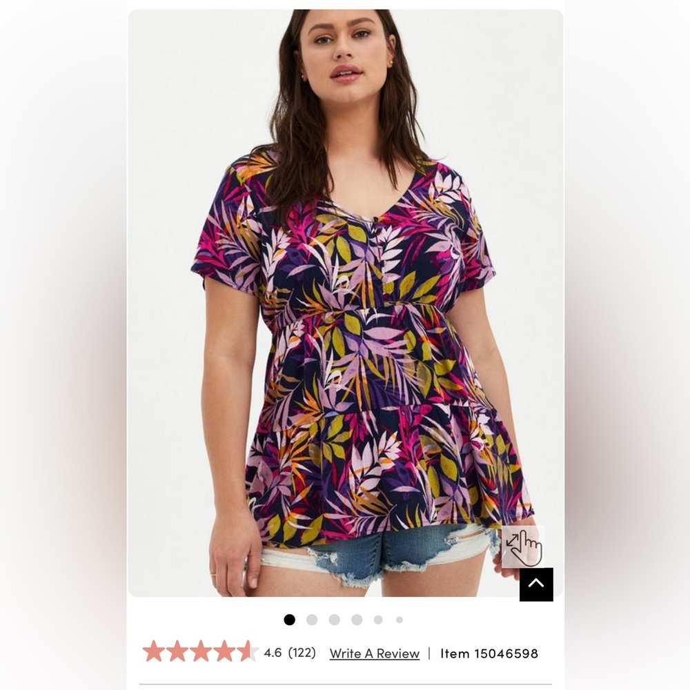 Rayon Slub Tiered Button-Front Top